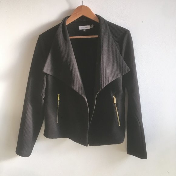 Calvin Klein NWOT Cardigan Vest in Ribbed Black Fabric sz M - Picture 1 of 5